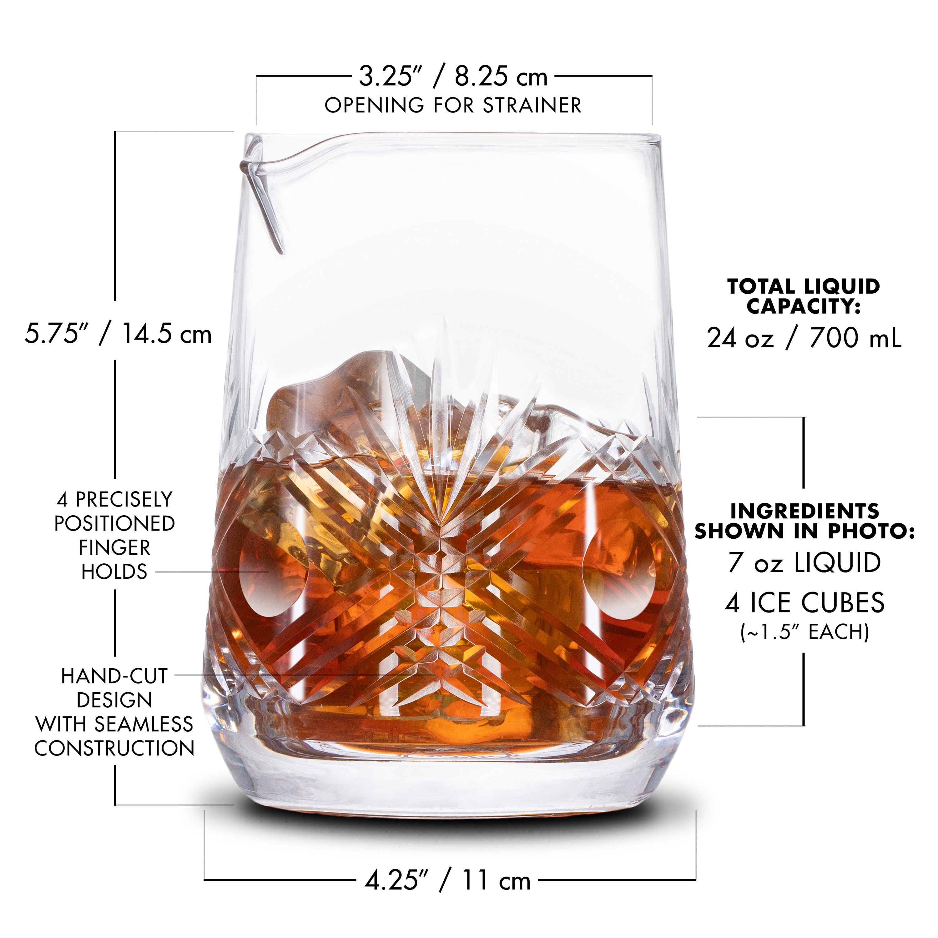  HIWARE Professional 24 Oz Cocktail Mixing Glass, Thick Bottom  Seamless Crystal Mixing Glass: Home & Kitchen